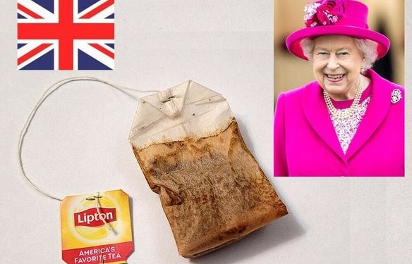كيس شاي استخدمته الملكة اليزابيث